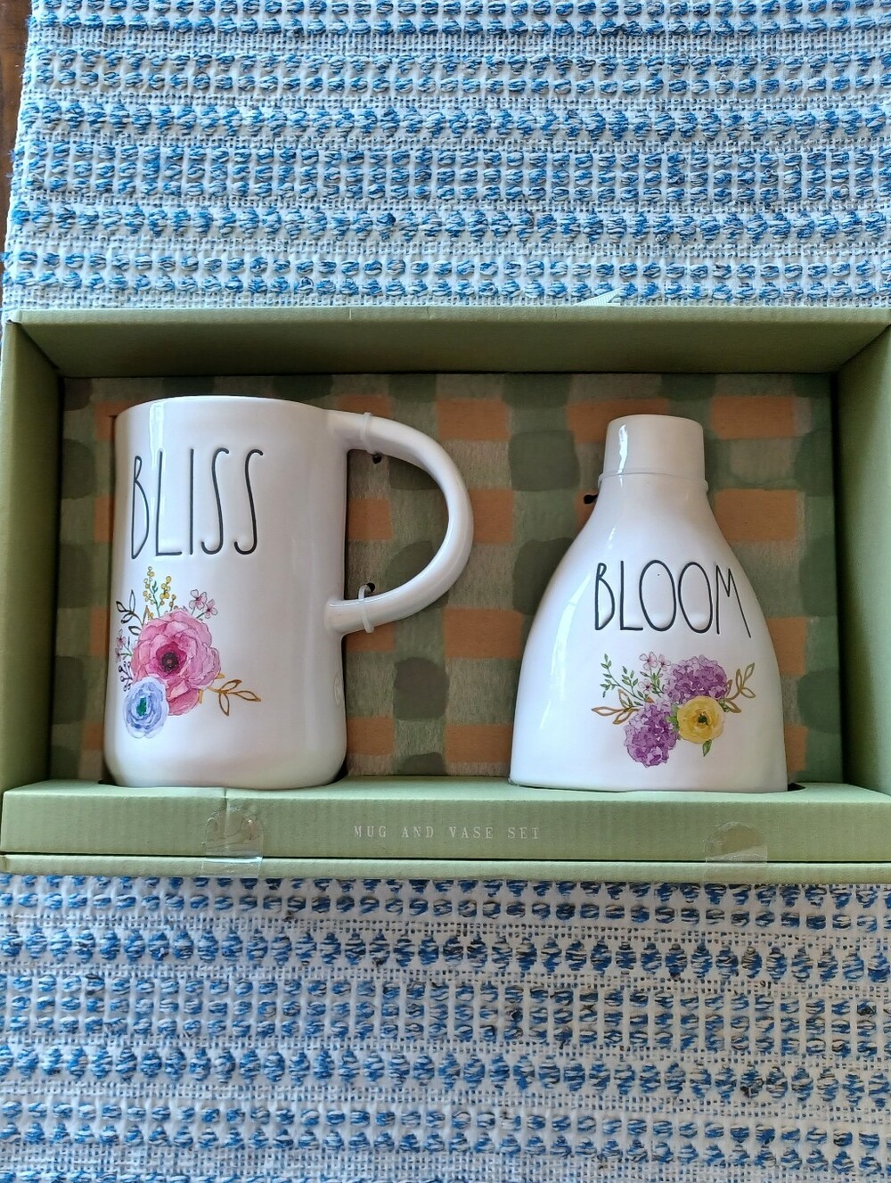 NIB Rae Dunn Bliss Bloom Mug and Vase Gift Set Floral Purple Farmhouse Decor